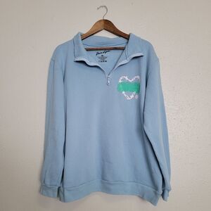 RARE Dua Lipa Future Nostalgia Blue Quarter Zip Pull Over Sweater Tour Merch